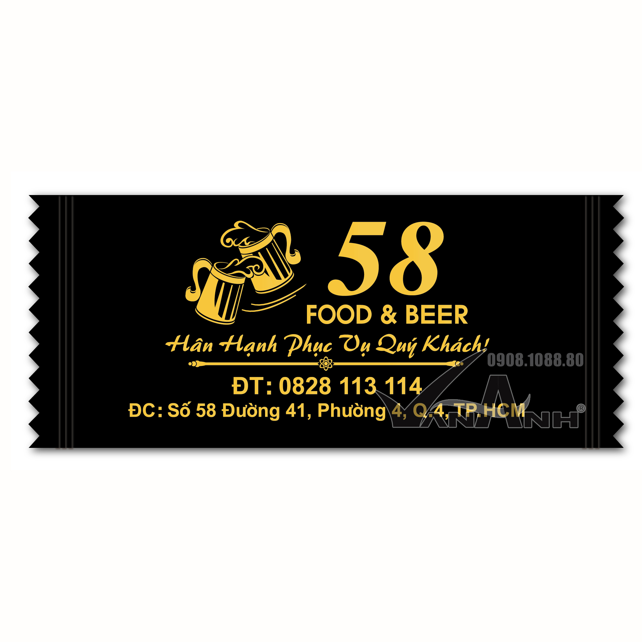 Khăn ướt in Flexo, Food & Beer 58